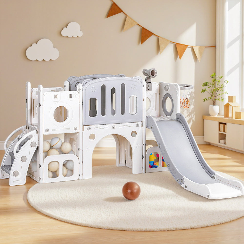 Keezi Kids Slide and Swing Set with Basketball Hoop