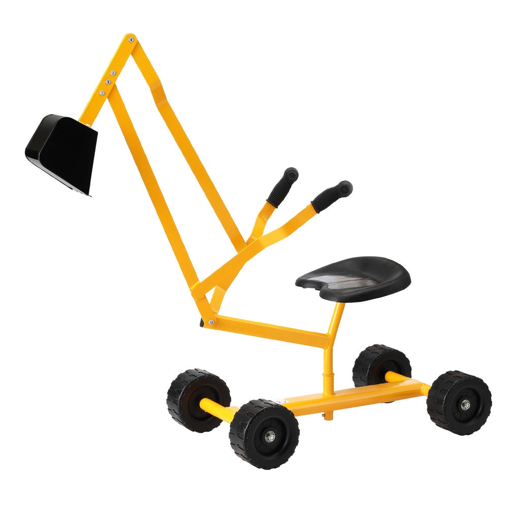 Keezi Kids Ride On Car Digger Bulldozer Sandpit Play Toys Rotate Seat - Yellow
