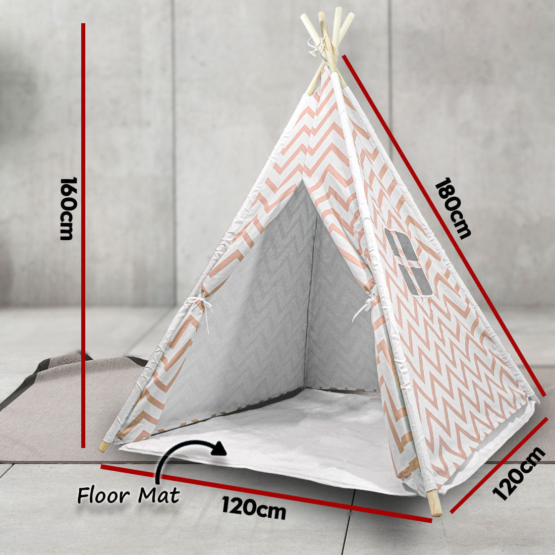 Giant Cotton Canvas Kids Teepee Wigwam - orange