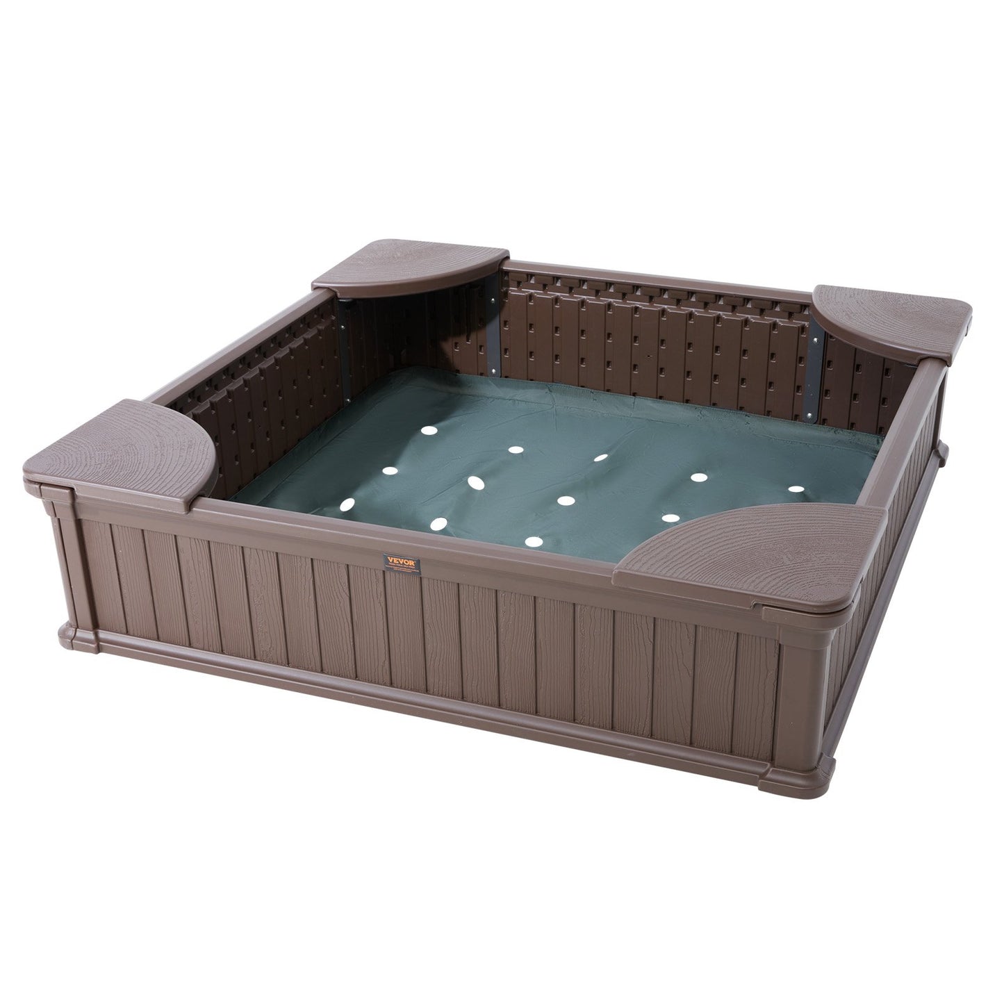 VEVOR Sandbox with Cover and Corner Seating - Brown