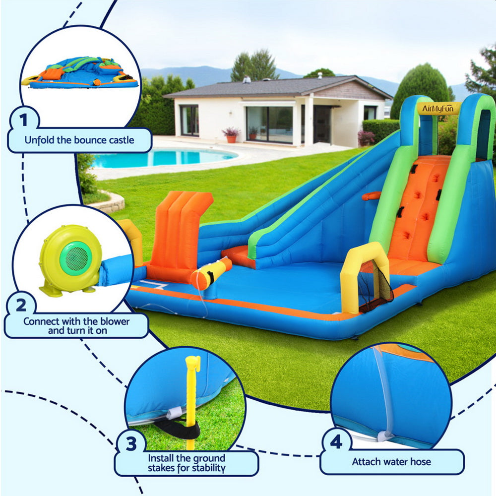 AirMyFun Kids Inflatable Pool Water Slide Cannon, Splash Park 427X374CM