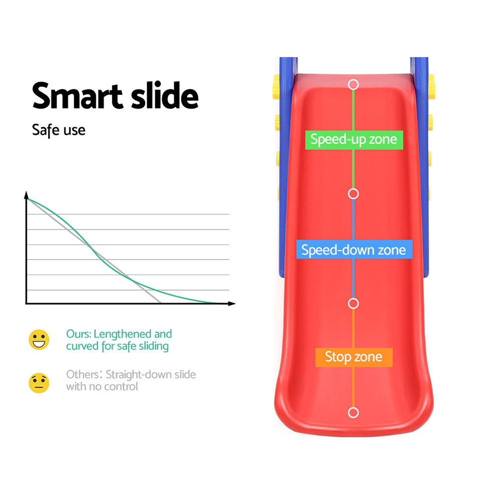 Keezi Kids Slide and Swing Set with Basketball Hoop for Outdoor Play 120cm - Blue