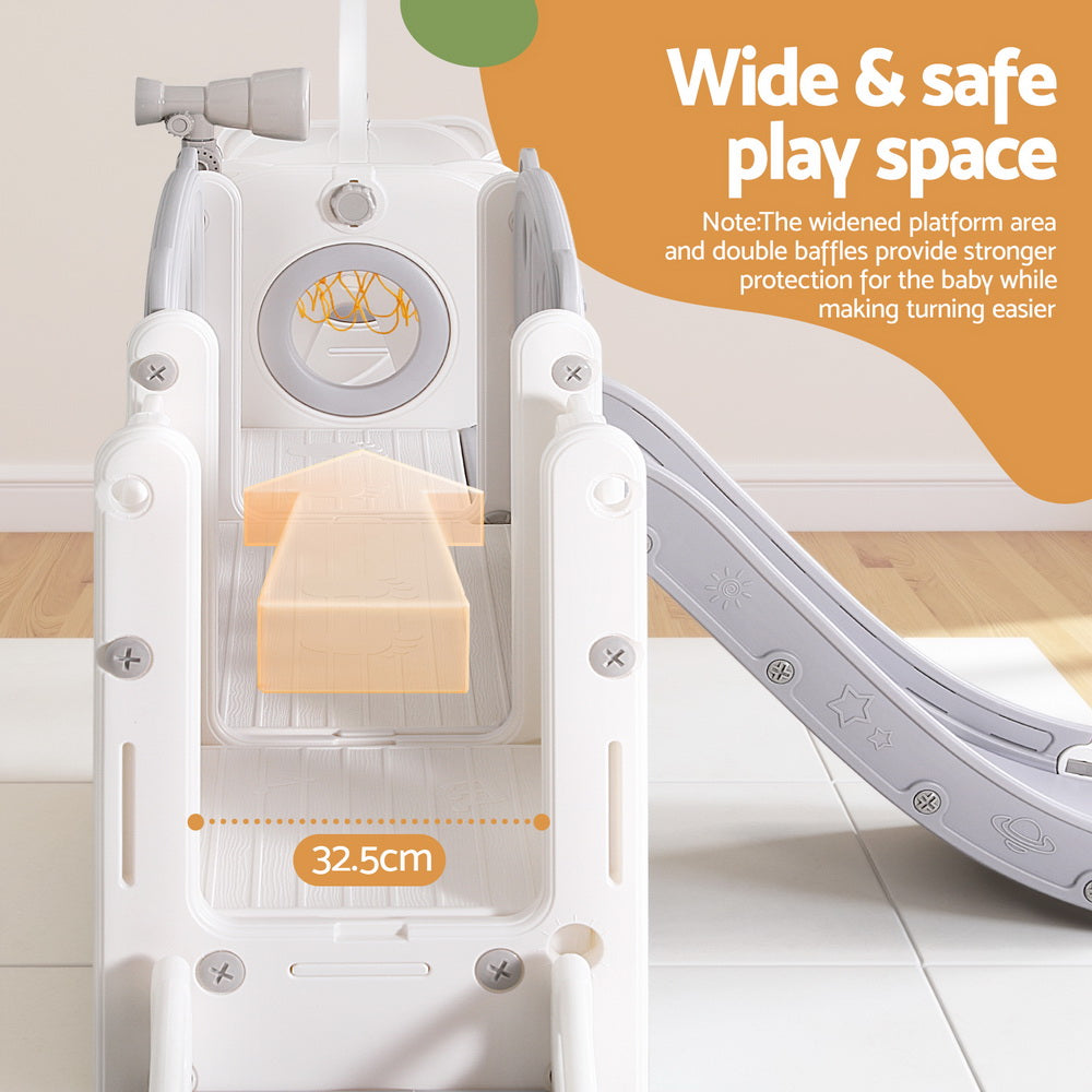 Keezi Kids Slide and Swing Set with Basketball Hoop 132cm - grey