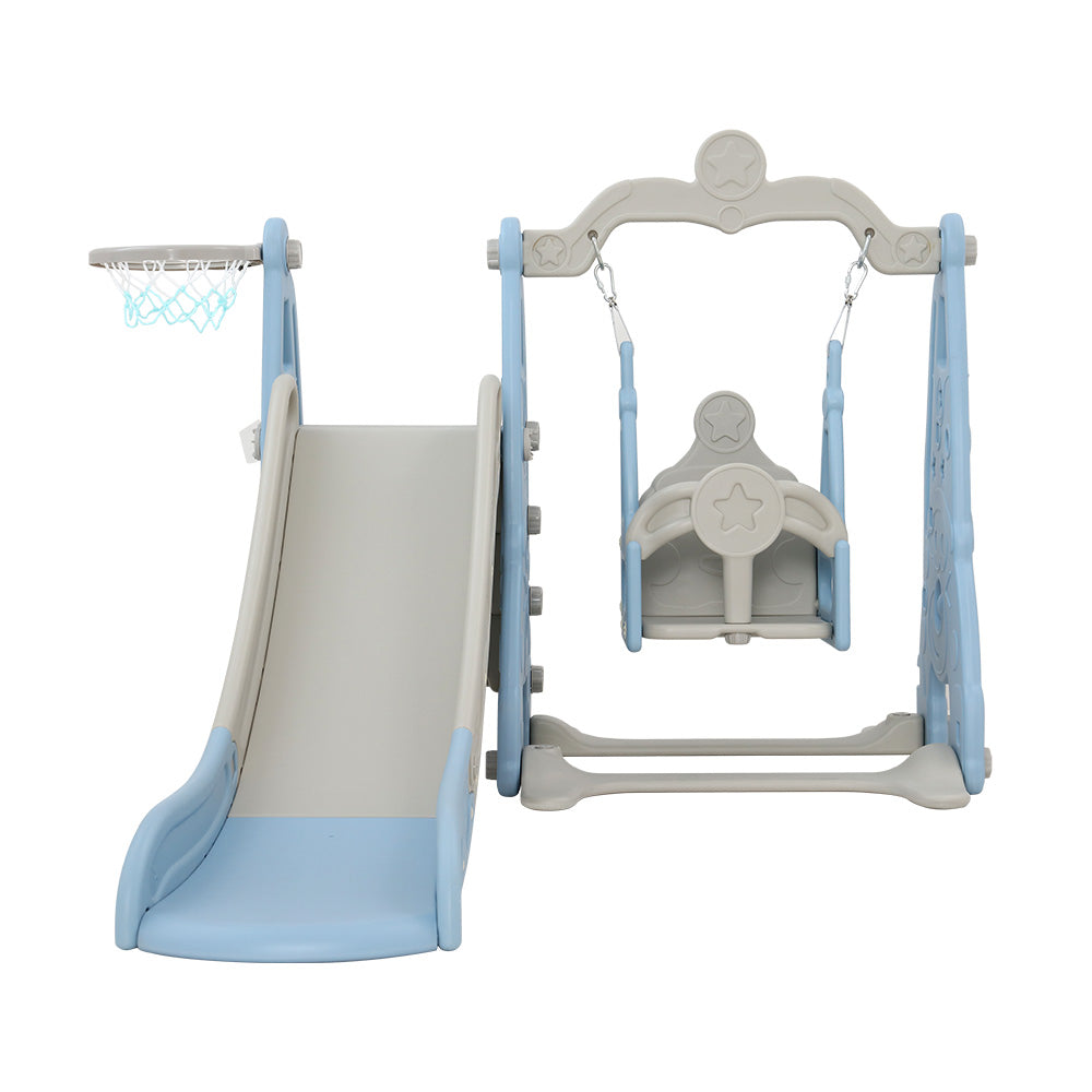 Keezi Kids Slide and Swing Set with Basketball Hoop for Outdoor Play 170cm - Blue