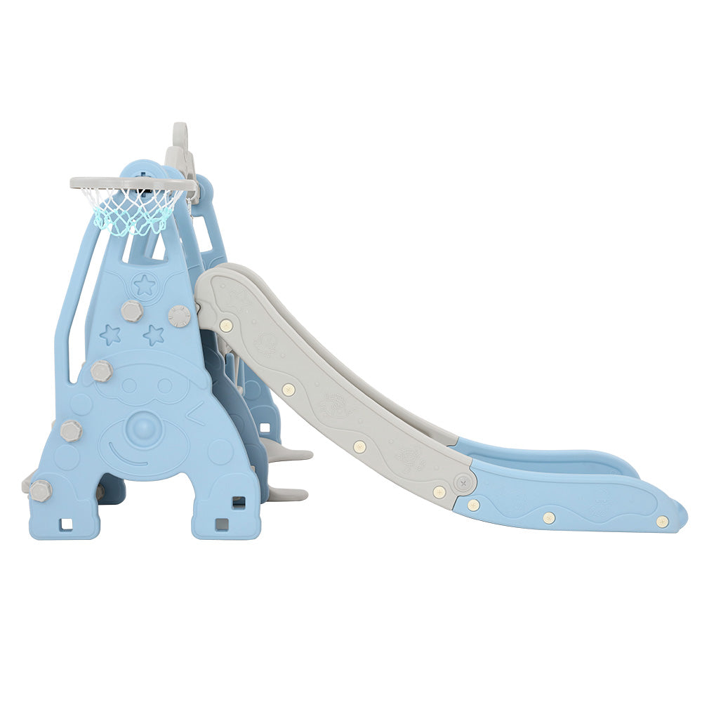 Keezi Kids Slide and Swing Set with Basketball Hoop for Outdoor Play 170cm - Blue