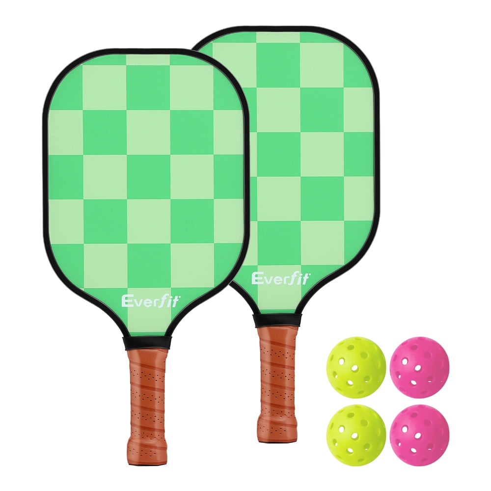 Everfit 2PCS Fiberglass Pickleball Paddle Rackets Set with Balls and Bag