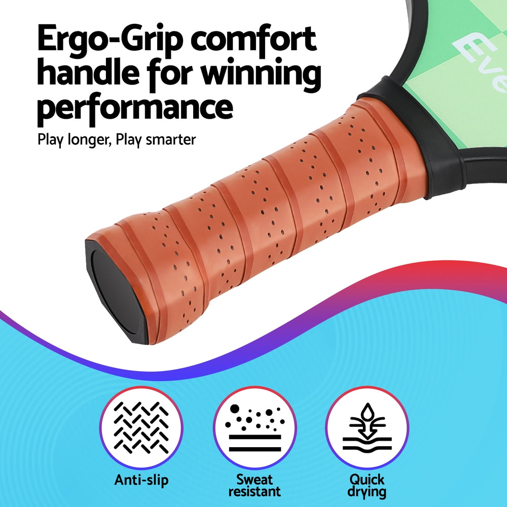 Everfit 2PCS Fiberglass Pickleball Paddle Rackets Set with Balls and Bag