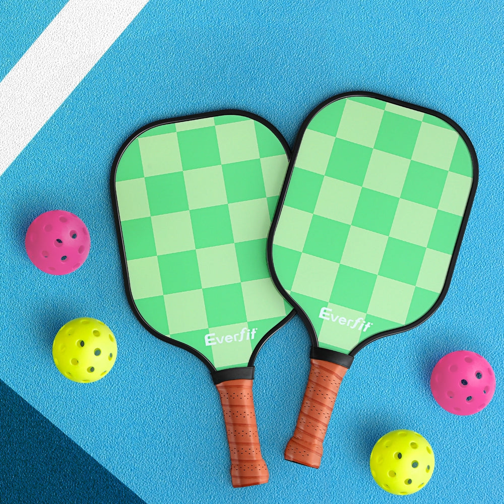 Everfit 2PCS Fiberglass Pickleball Paddle Rackets Set with Balls and Bag