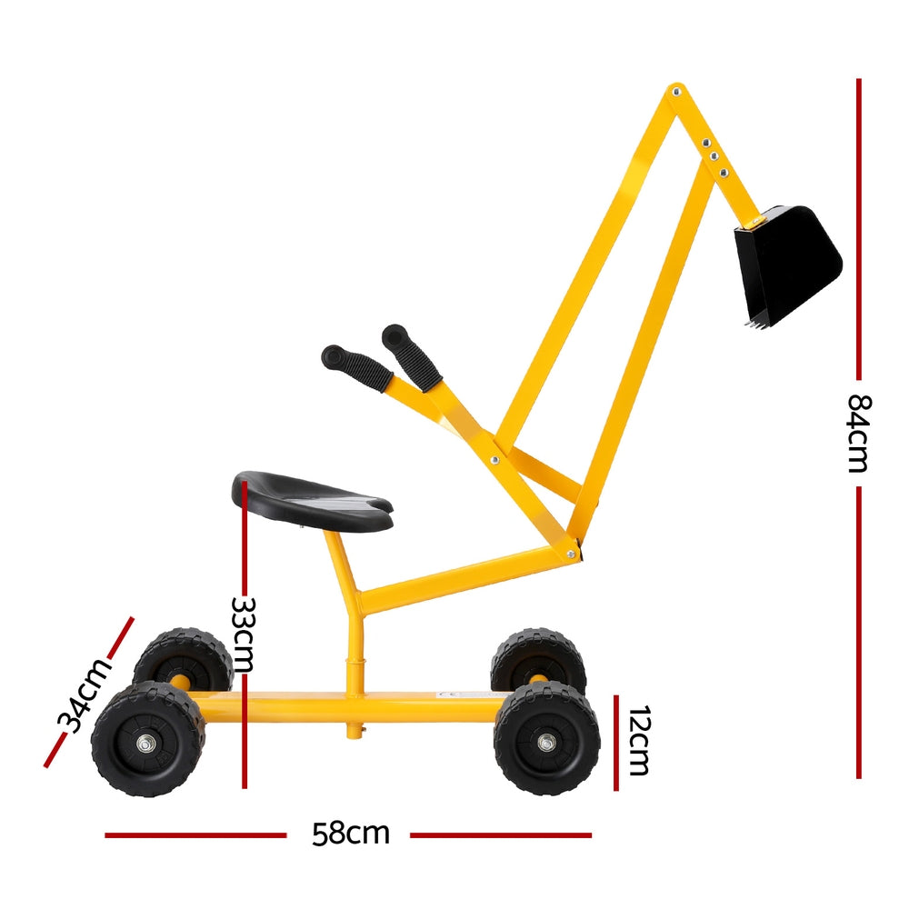 Keezi Kids Ride On Car Digger Bulldozer Sandpit Play Toys Rotate Seat - Yellow
