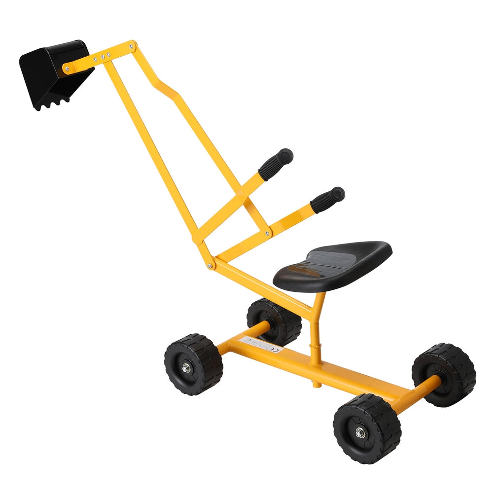 Keezi Kids Ride On Car Digger Bulldozer Sandpit Play Toys Rotate Seat - Yellow