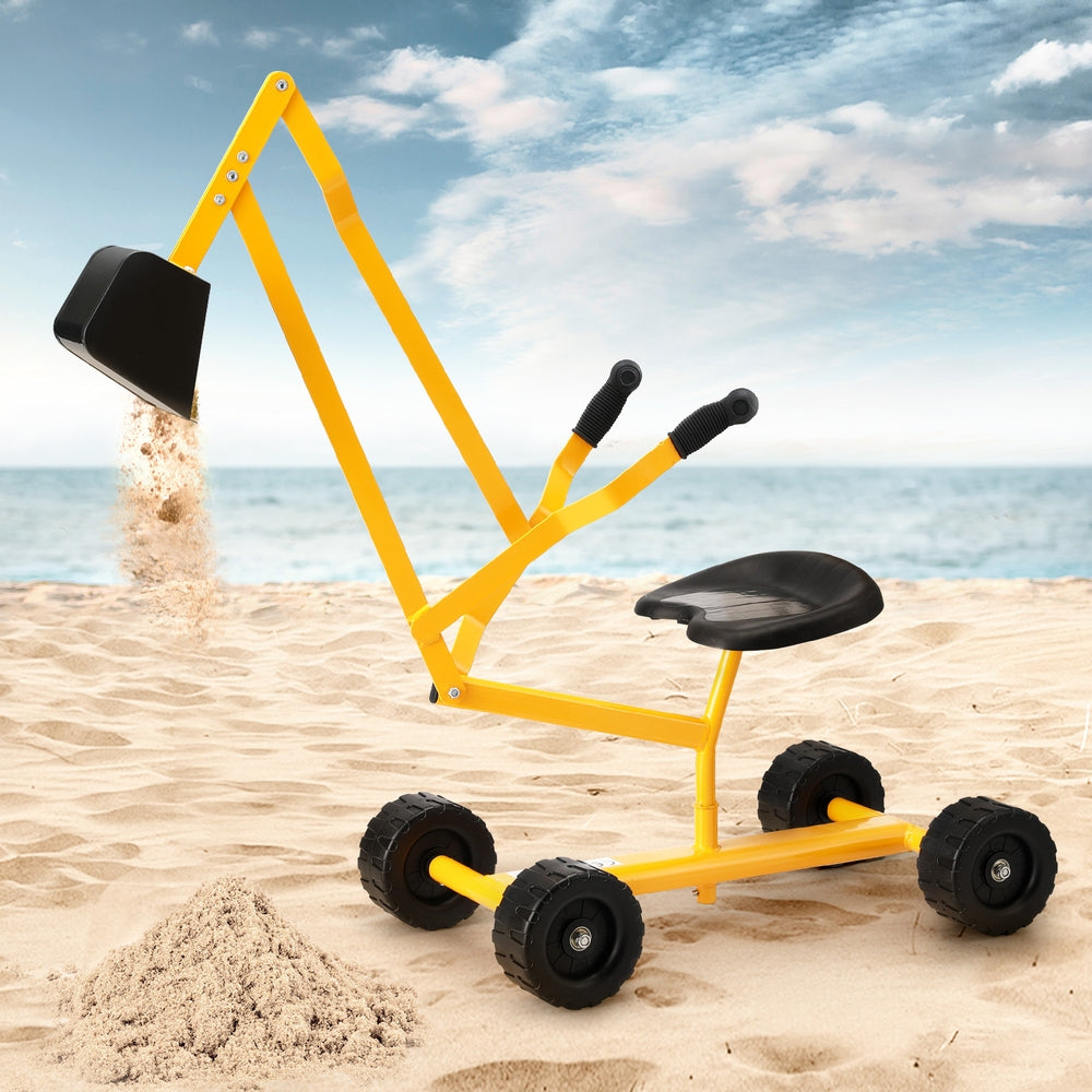 Keezi Kids Ride On Car Digger Bulldozer Sandpit Play Toys Rotate Seat - Yellow