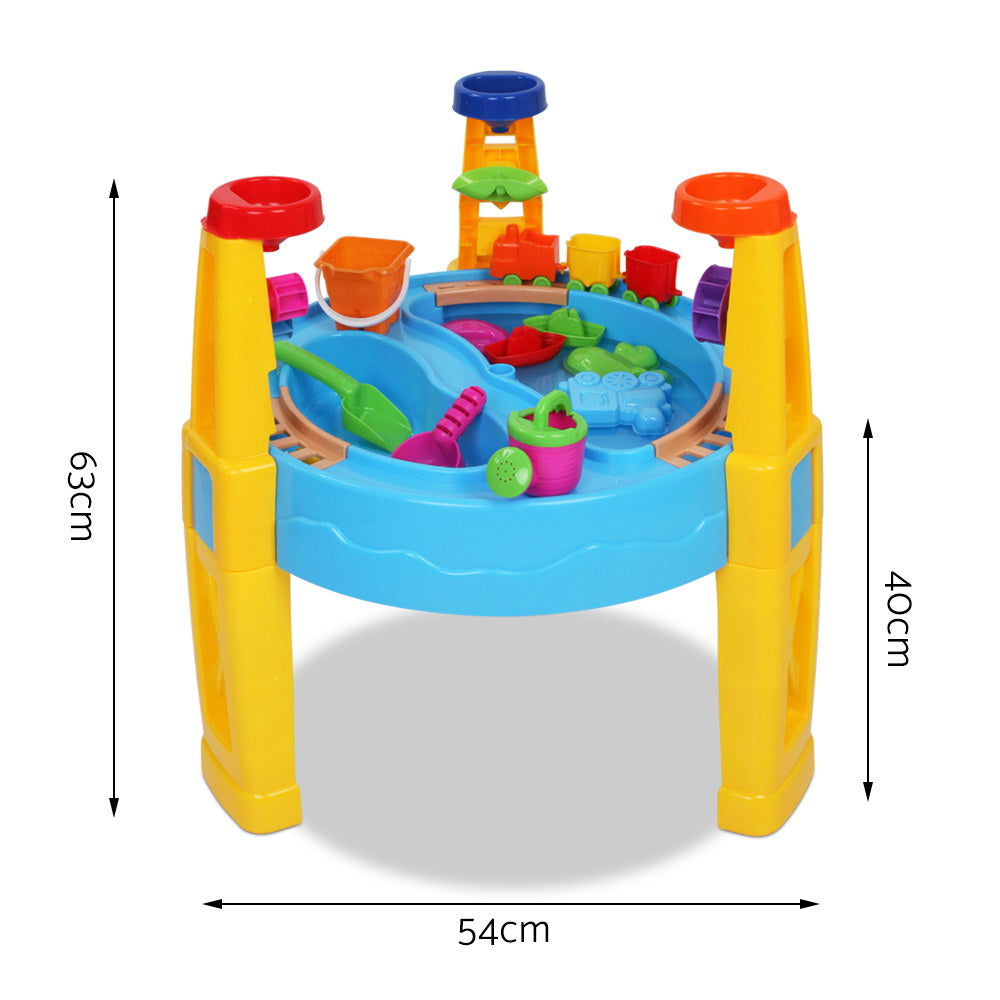 Keezi Kids Sandpit Pretend Play Set, Water Sand Table with Umbrella
