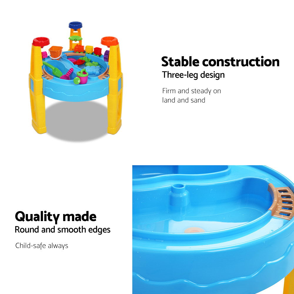 Keezi Kids Sandpit Pretend Play Set, Water Sand Table with Umbrella