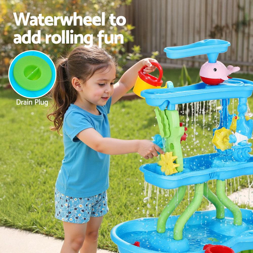 Keezi Kids Sand and Water Table with 4-Tier Waterfall