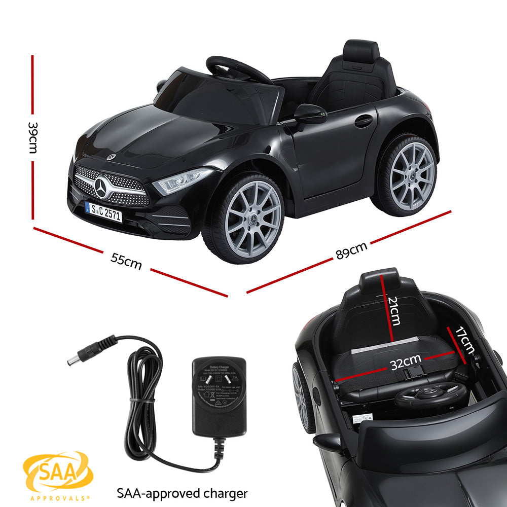Kids Electric Ride On Car Licensed Outdoor Toys Cars Music - Black