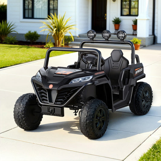 Rigo Kids Ride On Car Electric Toys Cars Headlight Music Remote Control - Black