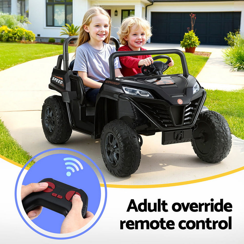 Rigo Kids Ride On Car Electric Toys Cars Headlight Music Remote Control - Black