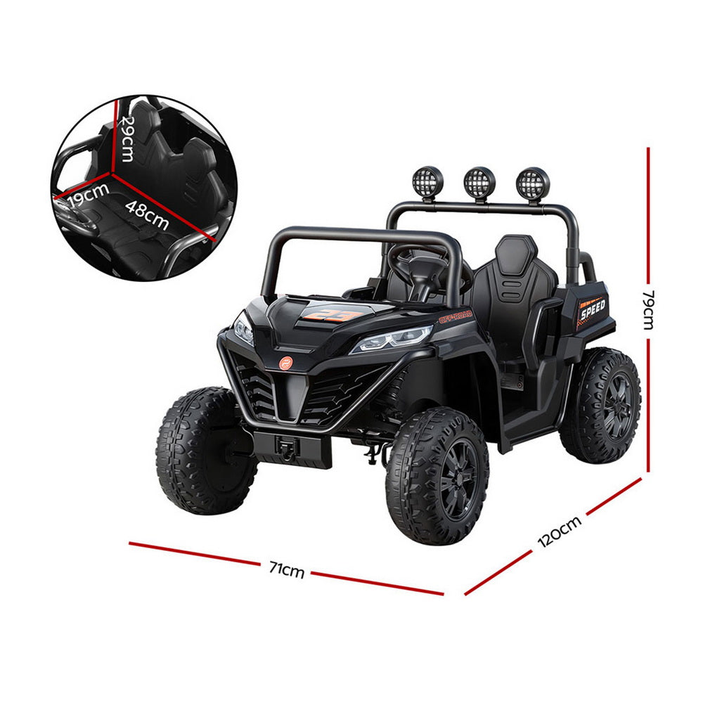 Rigo Kids Ride On Car Electric Toys Cars Headlight Music Remote Control - Black