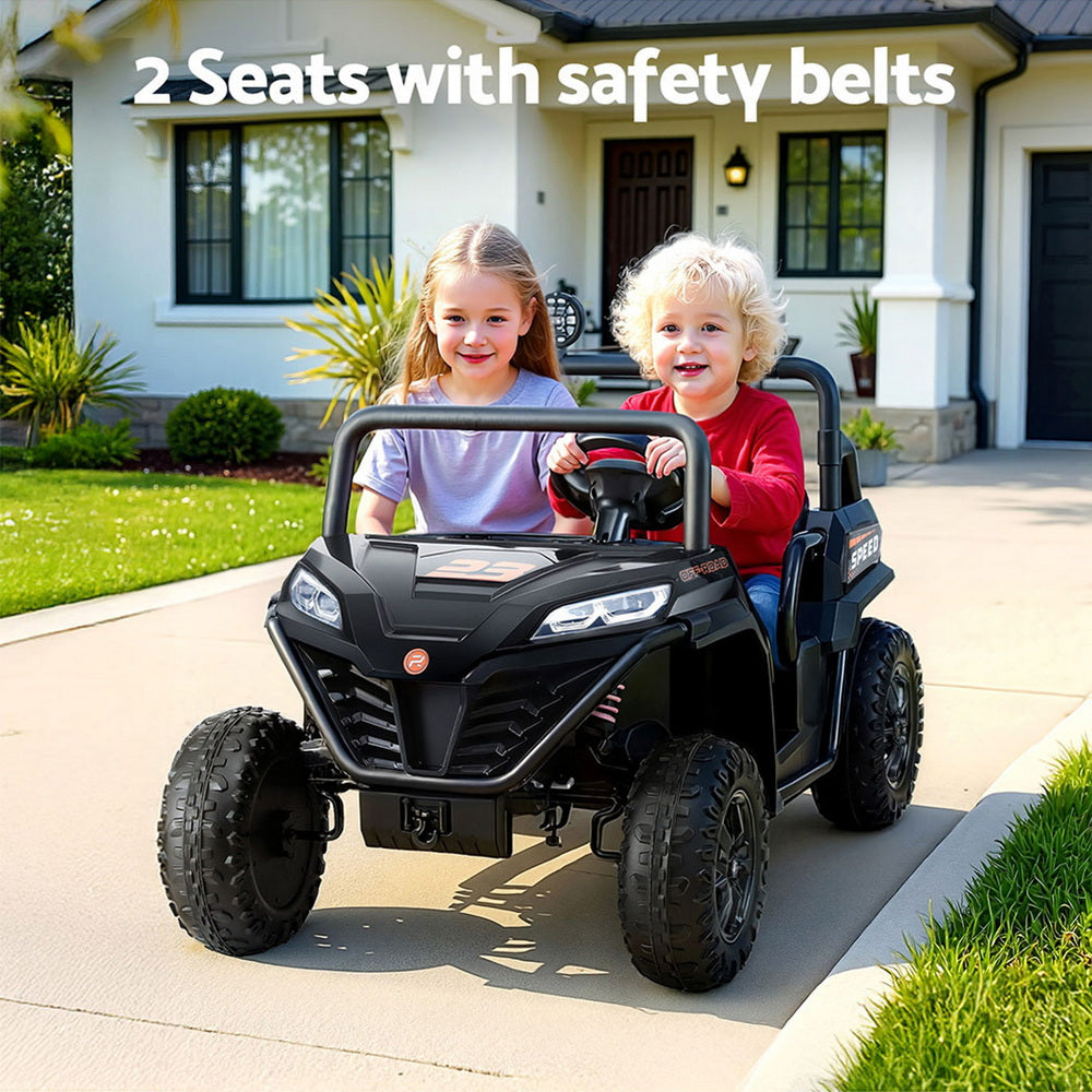 Rigo Kids Ride On Car Electric Toys Cars Headlight Music Remote Control - Black
