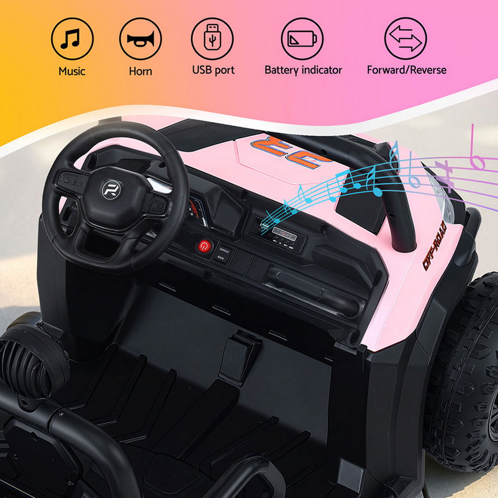 Rigo Kids Ride On Car Electric Toys Cars Headlight Music Remote Control - Pink