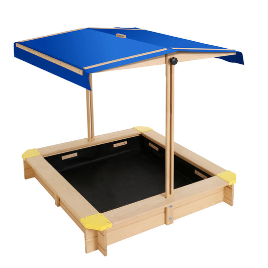 Keezi Kids Wooden Sand Pit with Canopy & Bench Seat 101cm