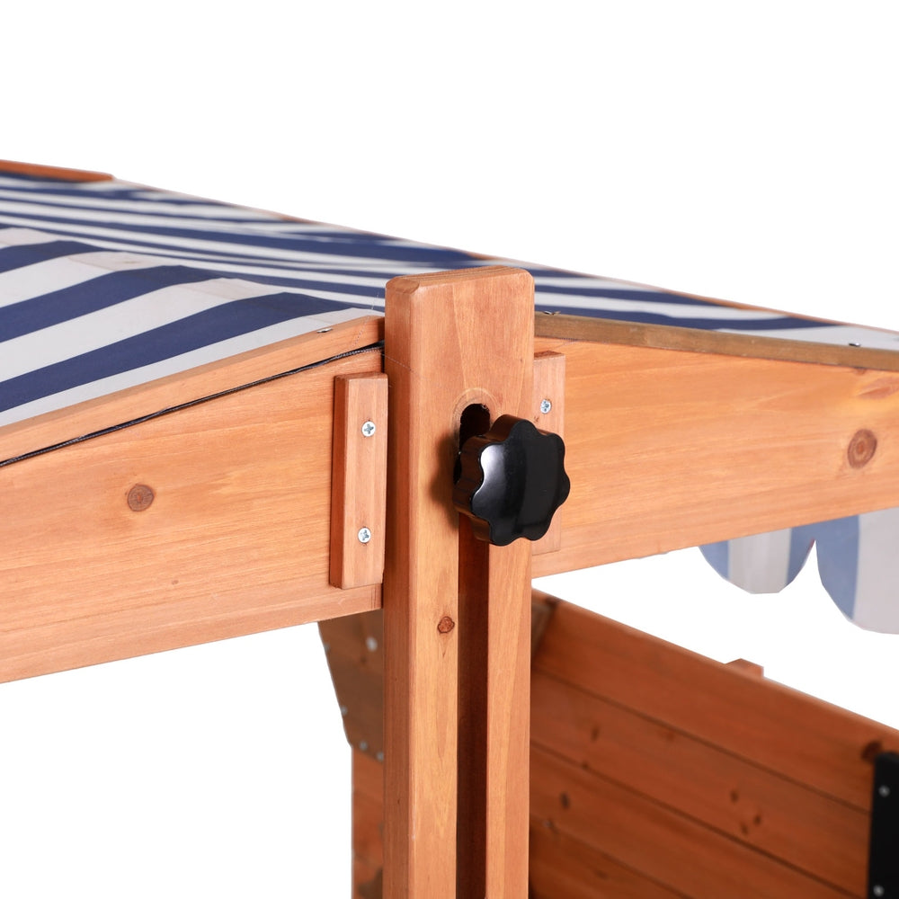 Keezi Kids Wooden Sandpit with Canopy and Cover Funnel 110cm