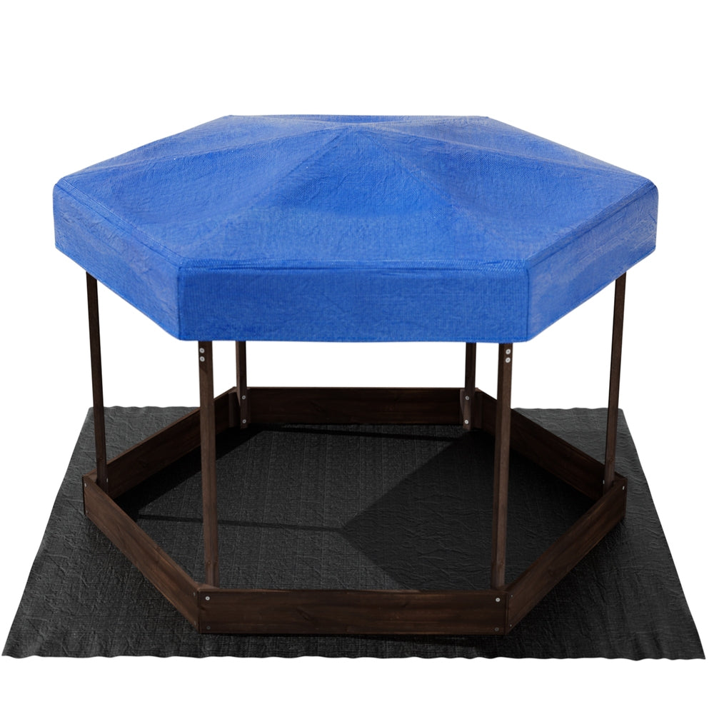 Keezi Kids Wooden Hexagon Sand Pit with Canopy 182cm