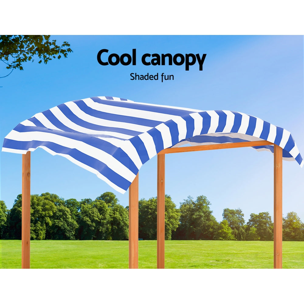 Keezi Kids Wooden Sand Pit with Canopy & Water Basin 146cm