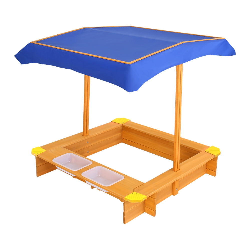 Keezi Kids Wooden Sand Pit with Canopy & Water Basin 103cm
