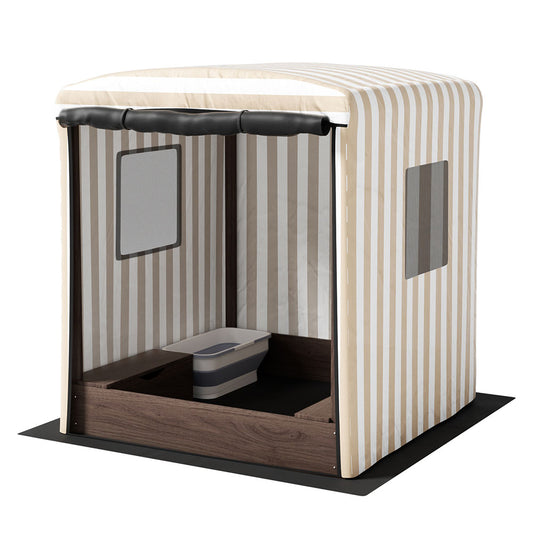 Keezi Kids Wooden Sand Pit with Canopy, Window & Water Basin 120cm