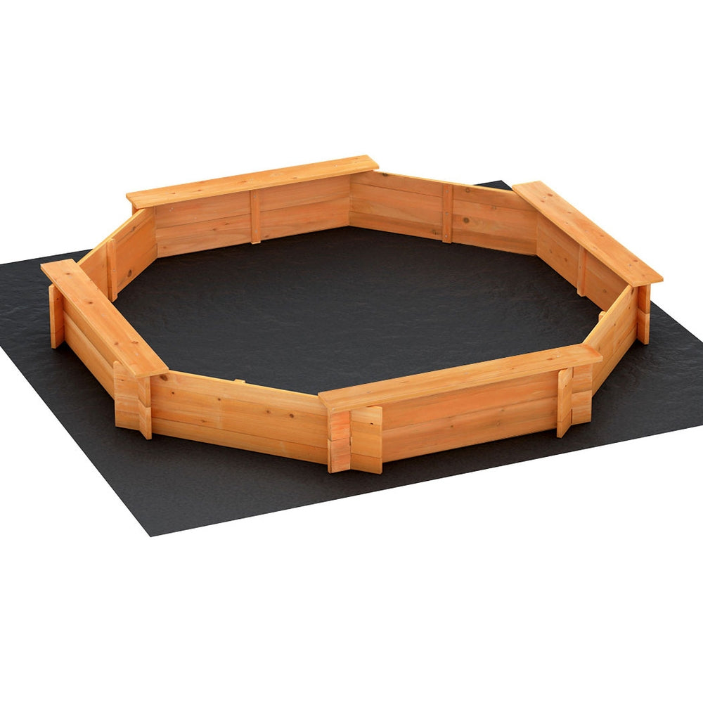 Keezi Kids Wooden Round Sand Pit with Cover & Bench 182cm