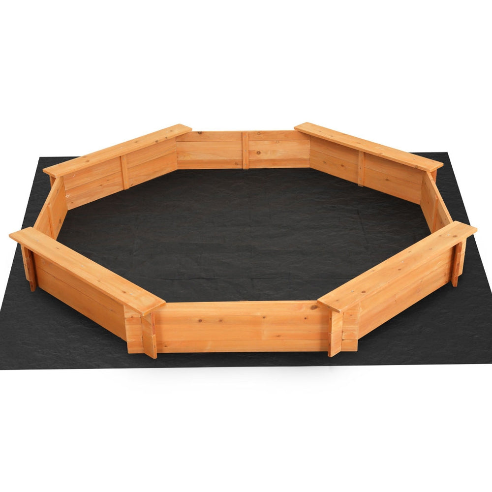 Keezi Kids Wooden Round Sand Pit with Cover & Bench 182cm