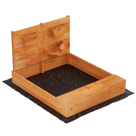 Keezi Kids Wooden Sand Pit with Cover Funnel 120cm