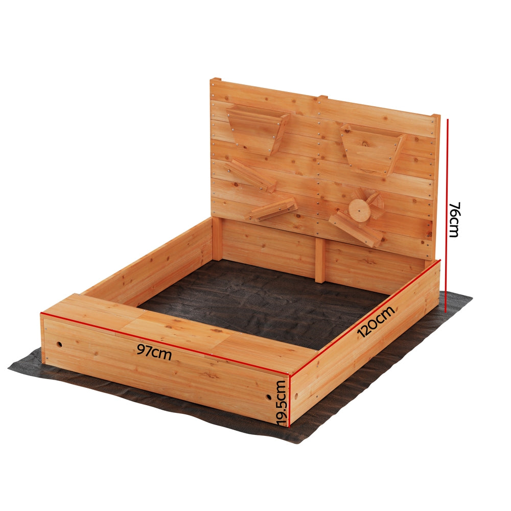 Keezi Kids Wooden Sand Pit with Cover Funnel 120cm