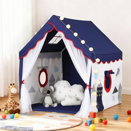 Keezi Kids Play Tent Playhouse Castle with Floor Mat and String Ball Light 134X103CM