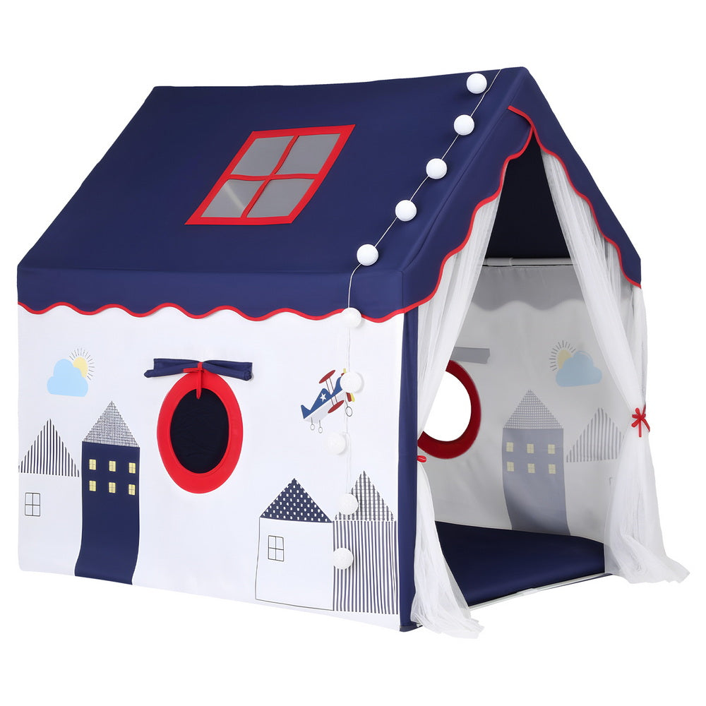 Keezi Kids Play Tent Playhouse Castle with Floor Mat and String Ball Light 134X103CM