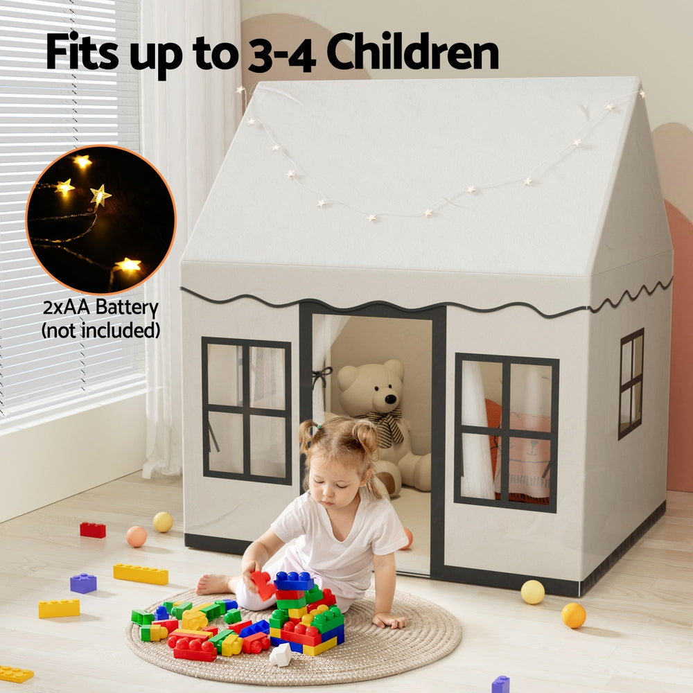 Keezi Kids Play Tent with String Lights Floor Mat Side Pocket