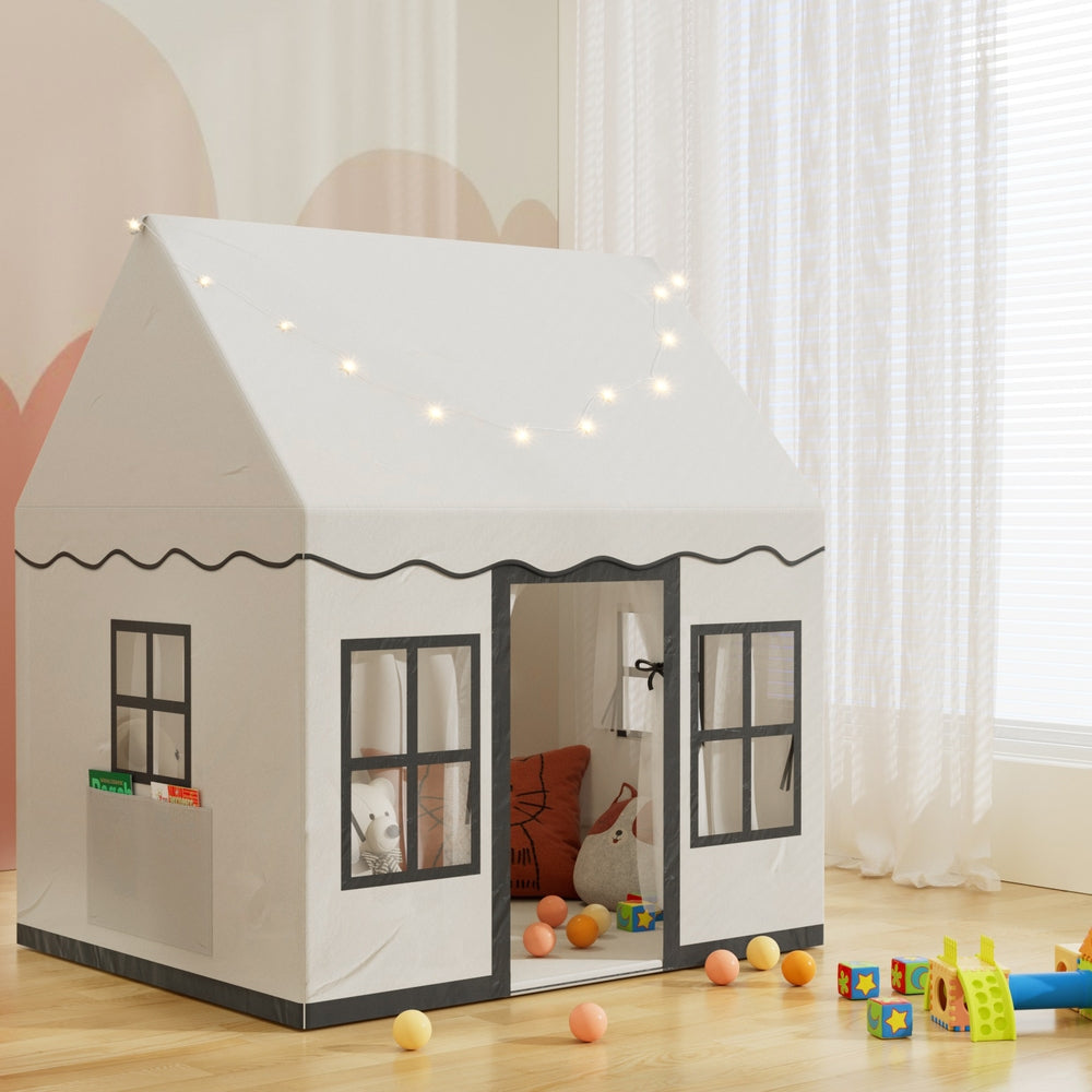Keezi Kids Play Tent with String Lights Floor Mat Side Pocket