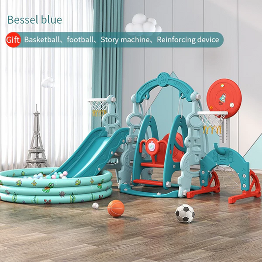Kids Slide and Swing Set for Outdoor Play with Basketball Hoop