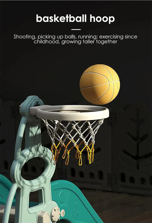 Kids Slide and Swing Set for Outdoor Play with Basketball Hoop
