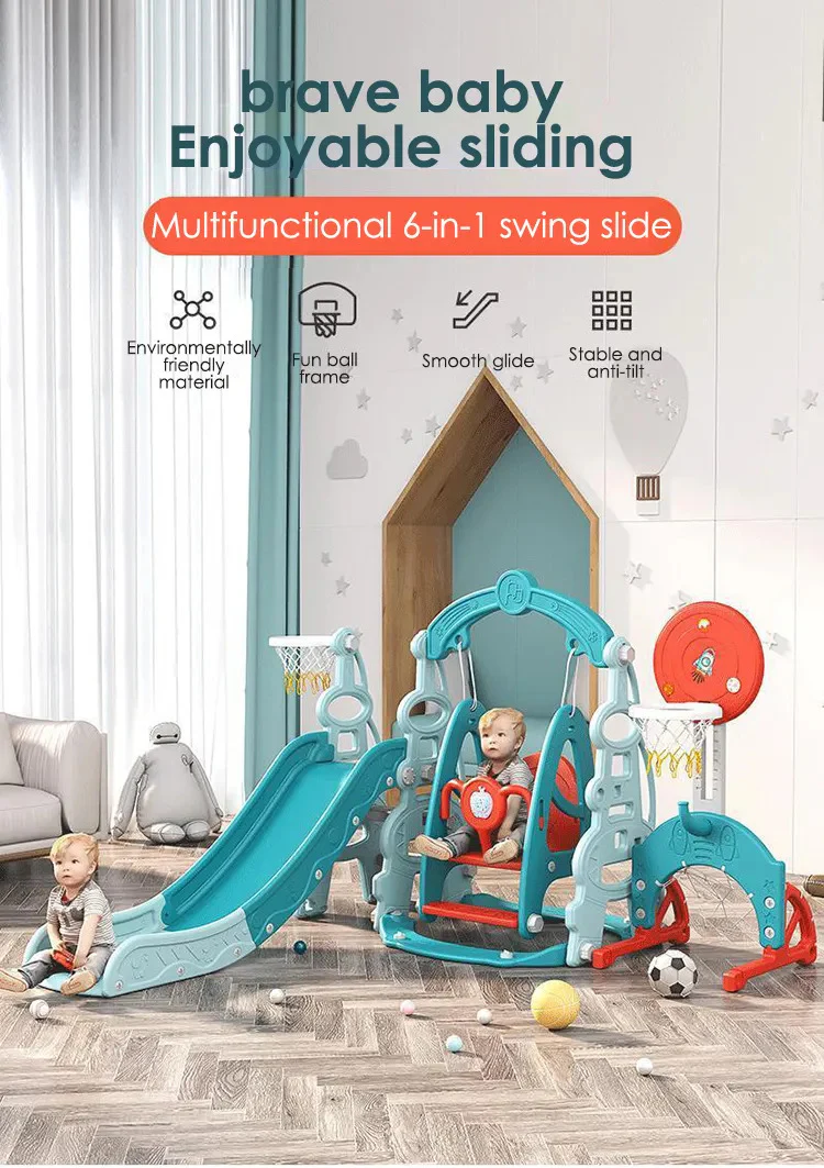 Kids Slide and Swing Set for Outdoor Play with Basketball Hoop