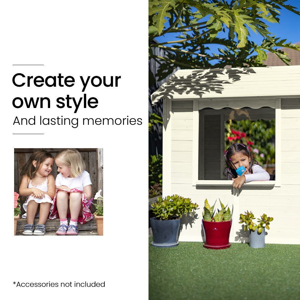 ROVO KIDS Cubby House, Wooden Outdoor DIY Timber Cottage Style Playhouse, for Children