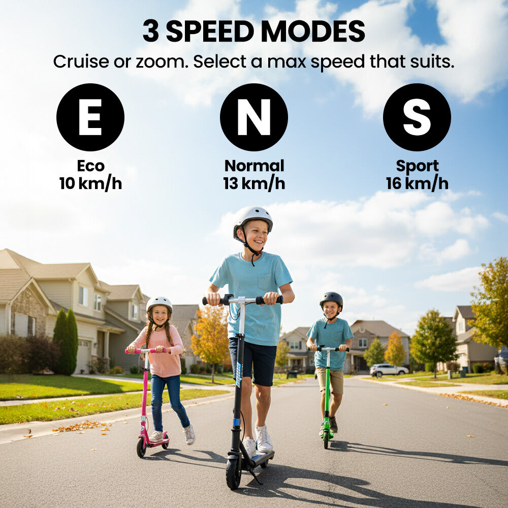 ALPHA Edge Electric Scooter, Kids & Teens - Blue
