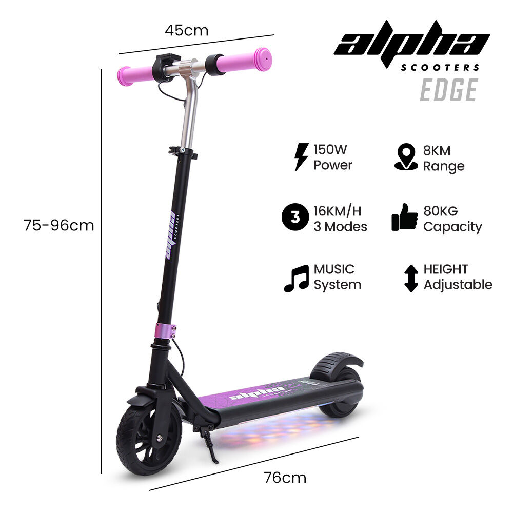 ALPHA Edge Electric Scooter, Kids Aged 6-12 - Pink