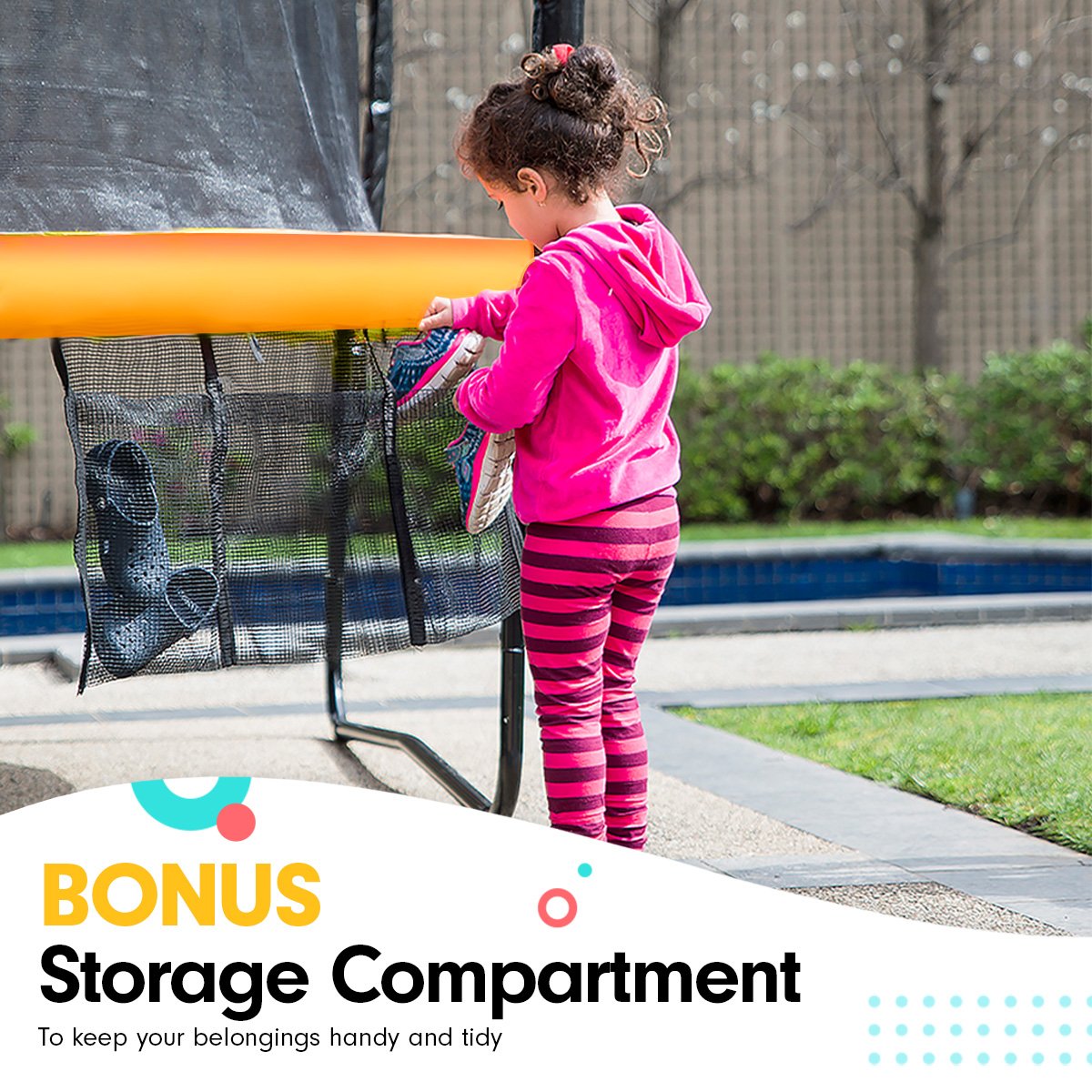 Outdoor Rectangular Orange Trampoline With Safety Enclosure And Basketball Hoop Set (Kahuna 8ft X 11ft )