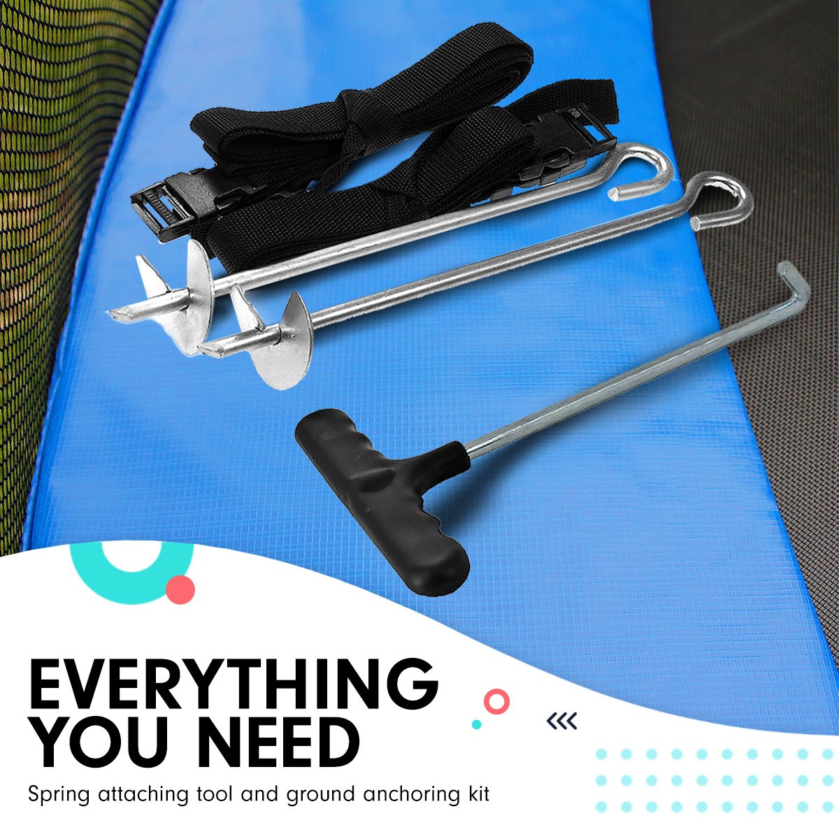 Outdoor Rectangular Rainbow Trampoline With Safety Enclosure And Basketball Hoop Set (Kahuna 8ft x 11ft)