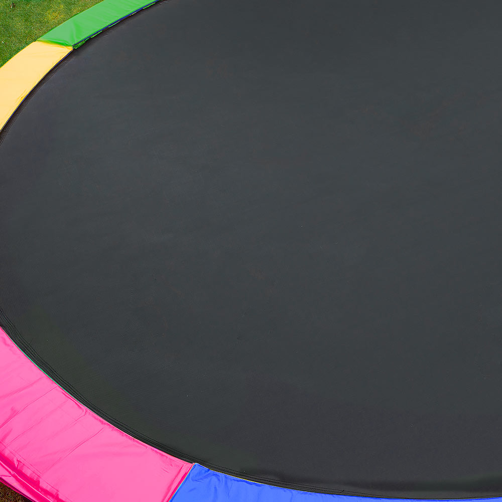 Outdoor Trampoline Kids Children With Safety Enclosure, Pad, Mat, Ladder and Basketball Hoop Set - Rainbow (Kahuna 12ft)
