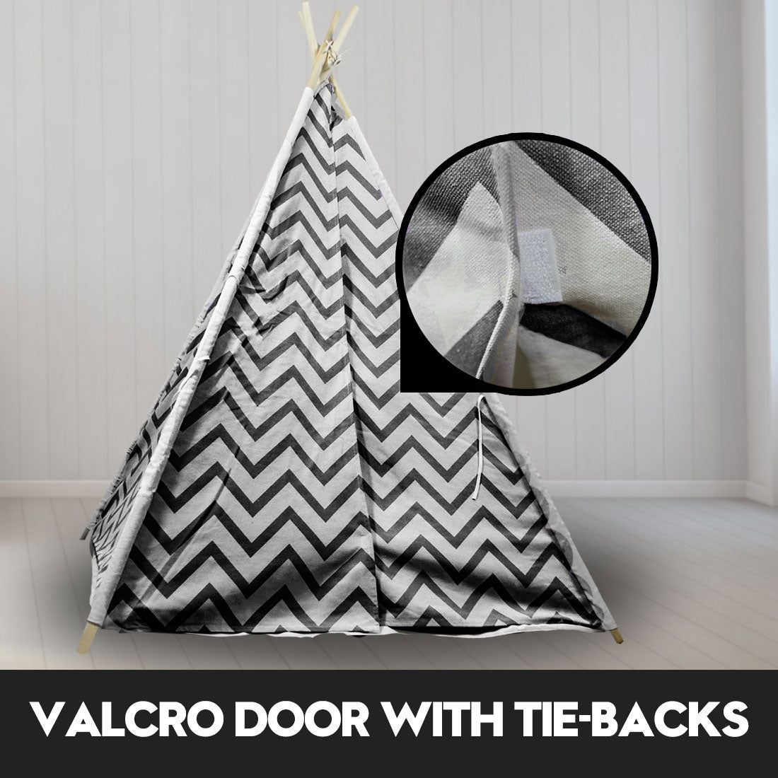 Giant Cotton Canvas Kids Teepee Wigwam - black