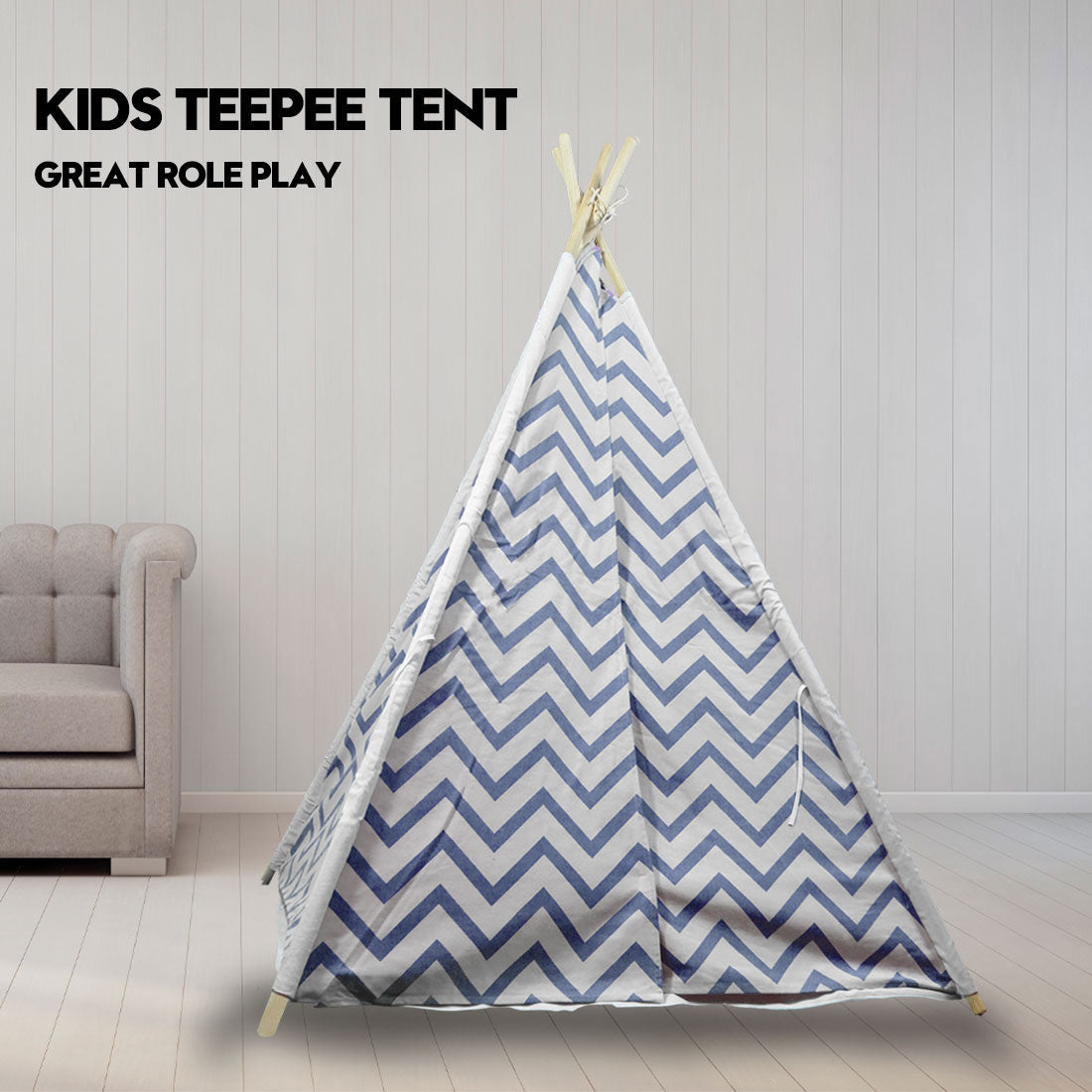 Giant Cotton Canvas Kids Teepee Wigwam - navy