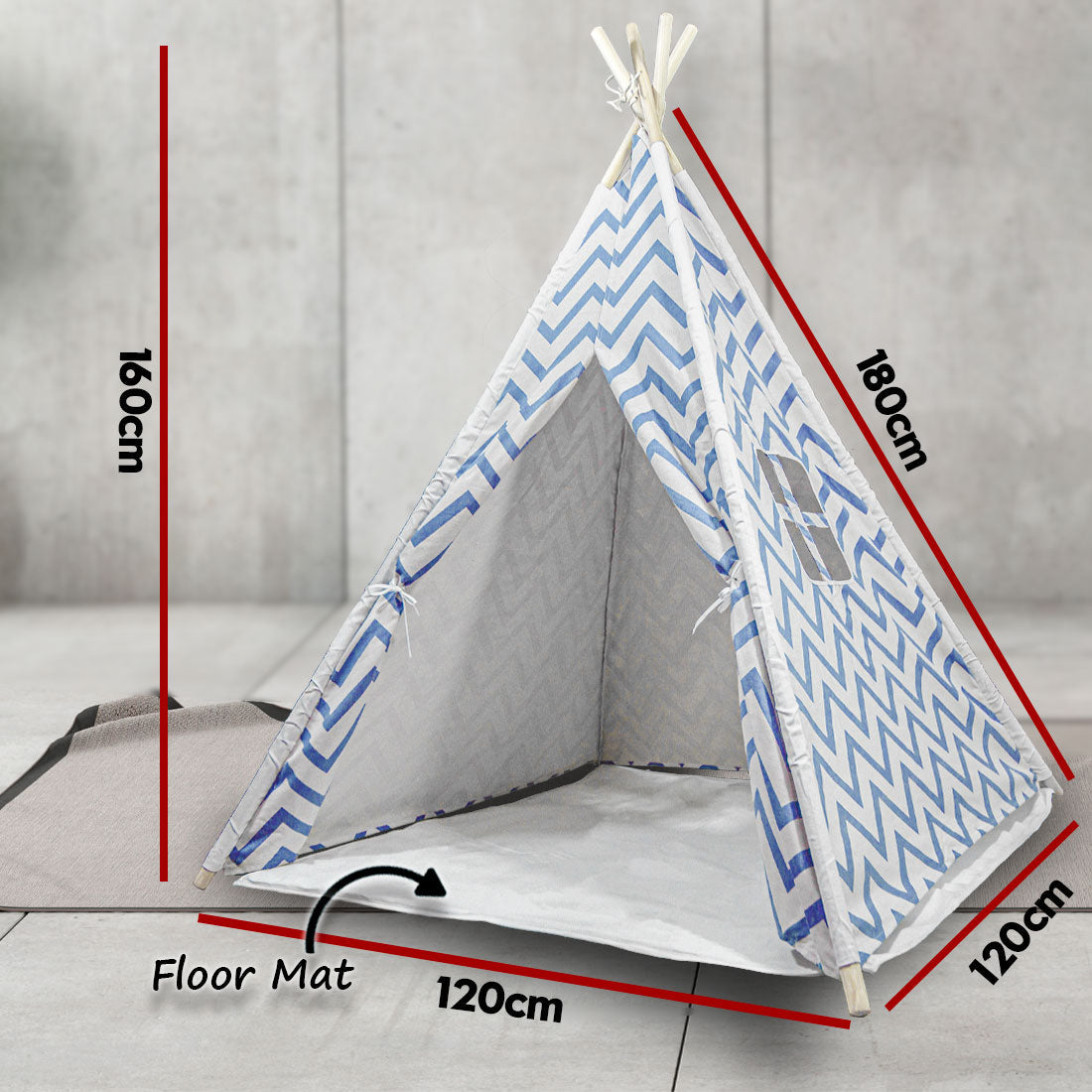 Giant Cotton Canvas Kids Teepee Wigwam - navy